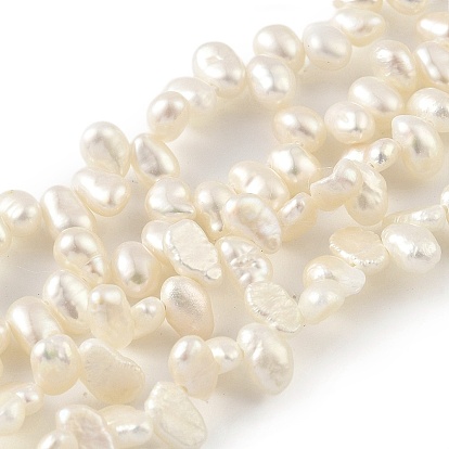 Natural Cultured Freshwater Pearl Beads Strands, Top Drilled, Nuggets, Grade 5A+