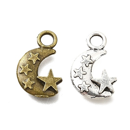 Сплавочные подвески тибетского стиля, без кадмия и без свинца, луна со звездными чарами