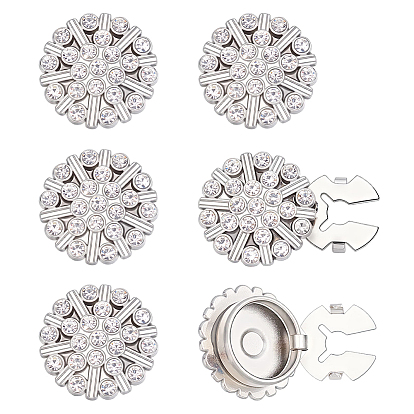 6Pcs Zinc Alloy Cufflinks, with Rhinestone, Platinum