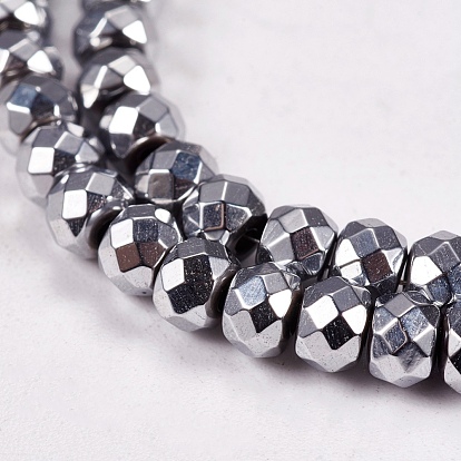 Electroplate Non-magnetic Synthetic Hematite Beads Strands, Faceted, Rondelle, Grade A