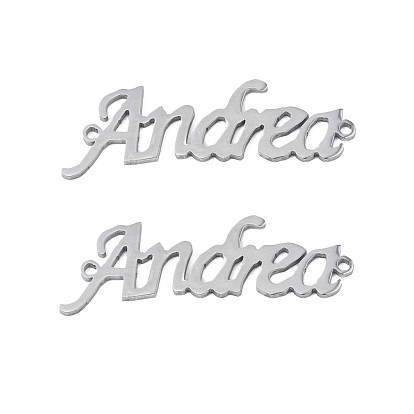 304 Stainless Steel Connector Charms, Word Andrea