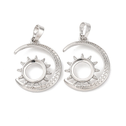 Сеттинги для кулона (кабошонов), латунь , настройки открытой спины, луна с солнечными чарами, стойки покрытие, прочное покрытие, без кадмия и без свинца