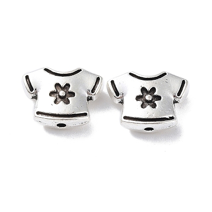 Tibetan Style Alloy Bead, Short Sleeves with Flower