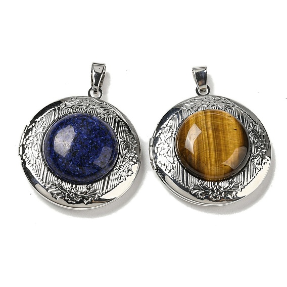 Подвески в виде медальонов из драгоценных камней, плоские круглые подвески из сплава с платиновым покрытием