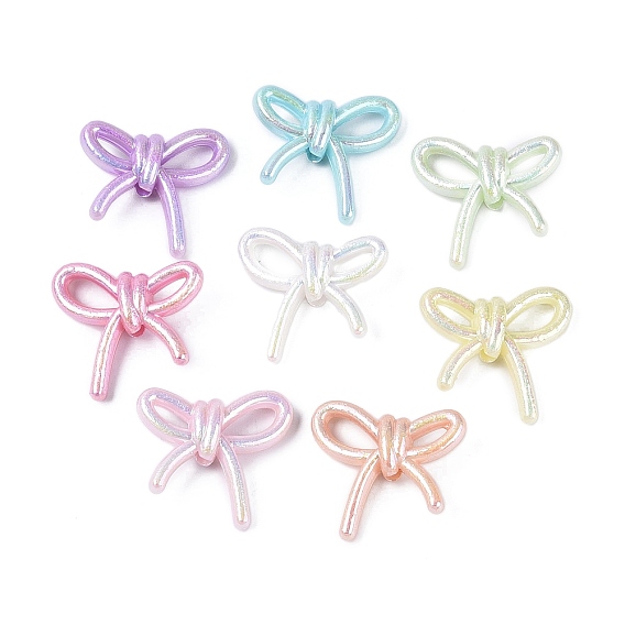 Непрозрачные акриловые бусины с УФ-покрытием, радужный, бантом, 