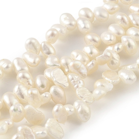 Natural Cultured Freshwater Pearl Beads Strands, Top Drilled, Nuggets, Grade 5A+