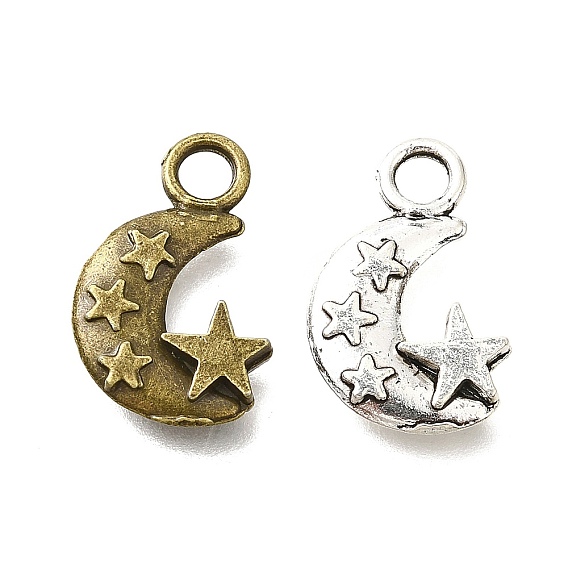 Сплавочные подвески тибетского стиля, без кадмия и без свинца, луна со звездными чарами