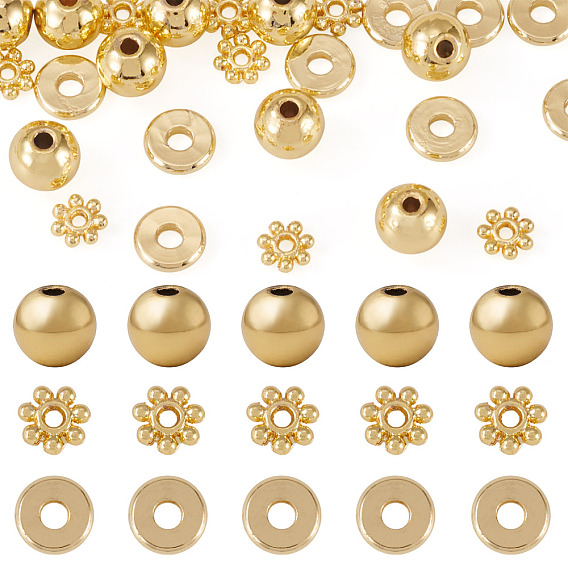30 шт. 3 стили латунные бусины-разделители в форме ромашки, без никеля , разнообразные