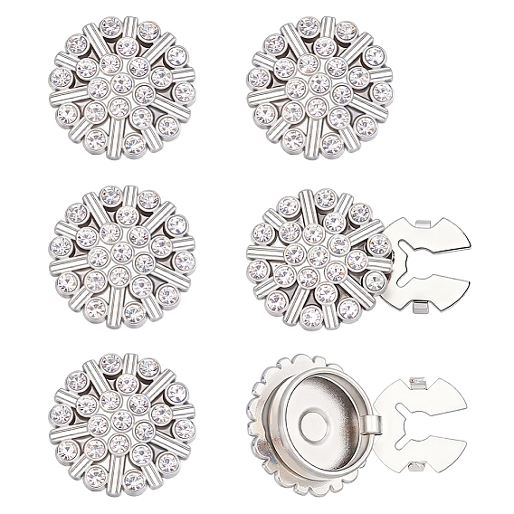 6Pcs Zinc Alloy Cufflinks, with Rhinestone, Platinum