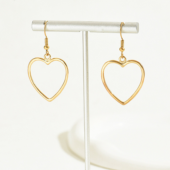 Модные серьги-подвески в форме сердца из сплава