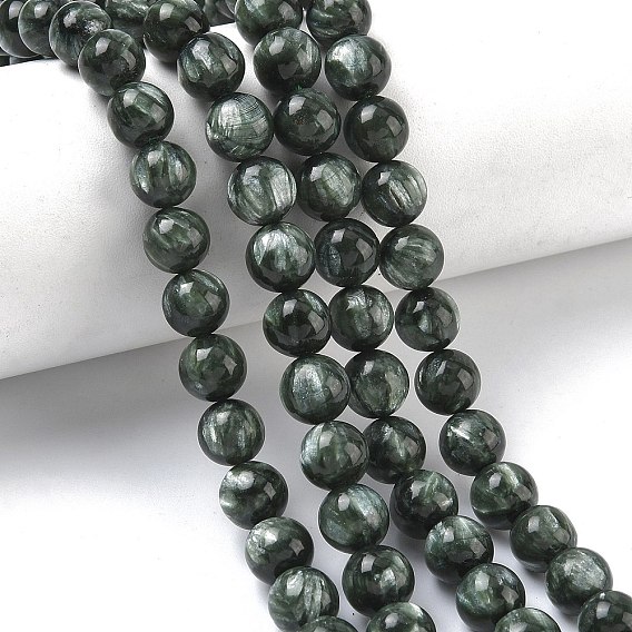 Природные SERAPHINITE нитей бисера, круглые