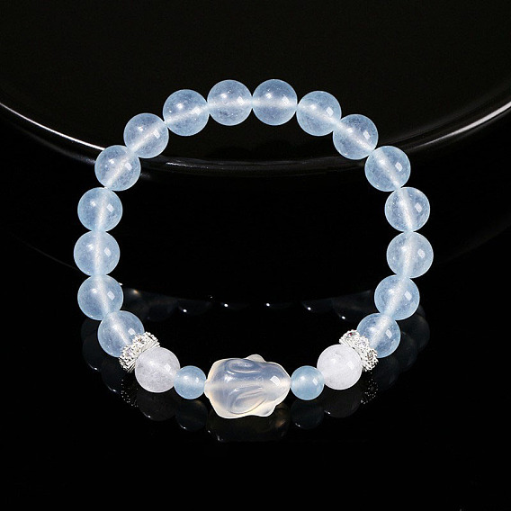 Браслеты из натуральных и синтетических драгоценных камней с круглыми бусинами