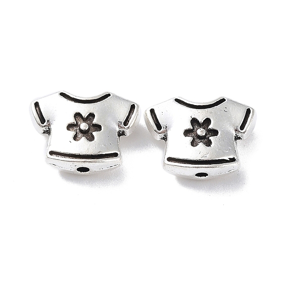 Tibetan Style Alloy Bead, Short Sleeves with Flower