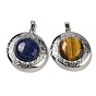 Подвески в виде медальонов из драгоценных камней, плоские круглые подвески из сплава с платиновым покрытием
