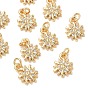 SHEGRACE Brass Micro Pave Cubic Zirconia Pendants, Cadmium Free & Nickel Free & Lead Free, Sun Charms, Clear