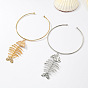 Summer Beach Alloy Fishbone Pendant Cuff Torque Choker Necklaces for Women