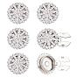 6Pcs Zinc Alloy Cufflinks, with Rhinestone, Platinum