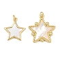 Подвески-звезды из натуральных ракушек, с латунными оправами и соединительными кольцами, без свинца и без кадмия, долговечный, стойки покрытие, цвет морской раковины
