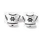Tibetan Style Alloy Bead, Short Sleeves with Flower