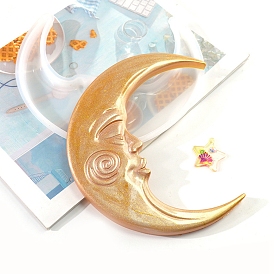 Moon Shape Mirror Silicone Molds, for Wall Mirror Resin Casting Molds, UV Resin & Epoxy Resin Crafts Making