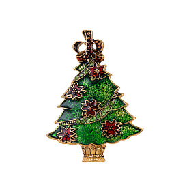 Christmas Tree Alloy Enamel Brooches, Enamel Pins, Golden