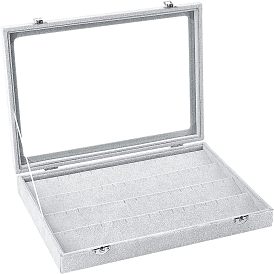 Wooden Presentation Boxes for Badge Storage and Display, cover by Velvet, with Glass Window and Hangers, Rectangle
