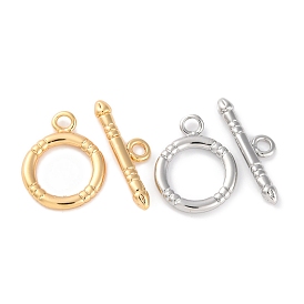 Rack Plating Eco-Friendly Brass Toggle Clasps, Long-Lasting Plated, Ring