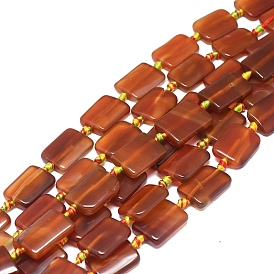 Природного сердолика нитей бисера, окрашенная и подогревом, прямоугольные