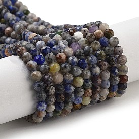 Natural Sodalite Beads Strands, Faceted, Round