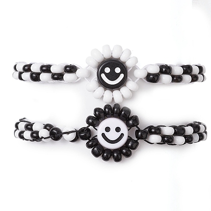 2bracelets de perles tressées en verre