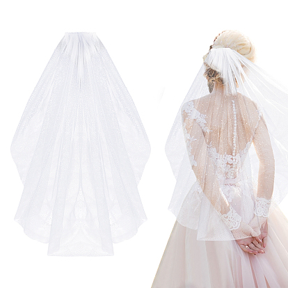 Блестящие длинные фаты из сетчатого тюля с гребнями, украшения для свадебной вечеринки для женщин