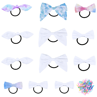 12шт. 4 стили хлопковых эластичных резинок для волос с бантиками, аксессуары для волос для женщин, с 1шт. одноразовых эластичных резинок для волос