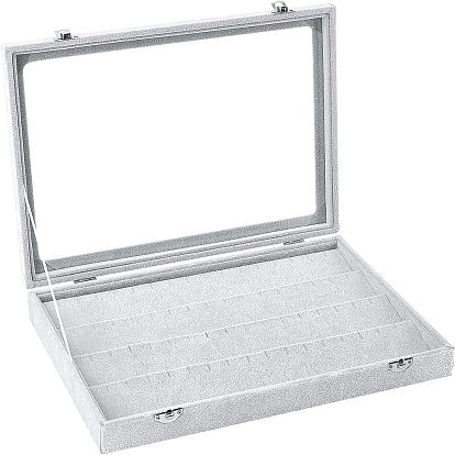 Wooden Presentation Boxes for Badge Storage and Display, cover by Velvet, with Glass Window and Hangers, Rectangle