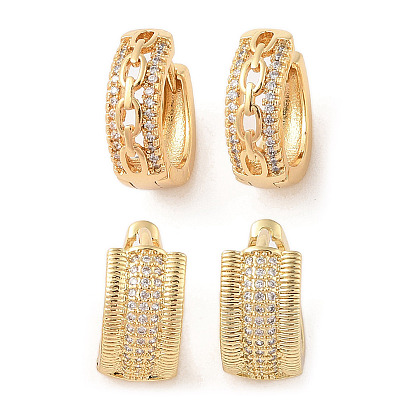 Серьги-кольца из латуни с микропаве и прозрачным циркониевым покрытием для женщин, без кадмия и без свинца, долговечный, цепочечный