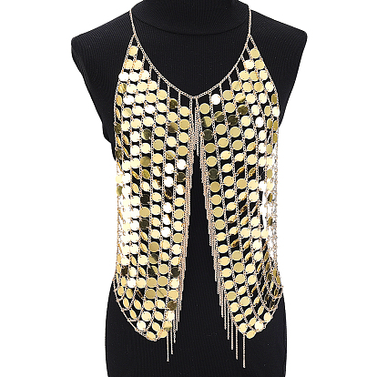 Polyester with PVC Coin Tassel Chest Body Chains for Sexy Dress