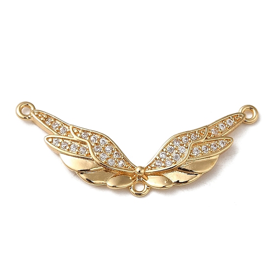 Brass Micro Pave Cubic Zirconia Pendants, Wing Charm