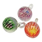 Lampwork Pendants, Round, Lluminous, Mixed Color, 21x31mm, Hole: 6mm
