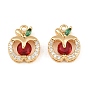 Brass Micro Pave Colorful Cubic Zirconia Charms, Apple Charms