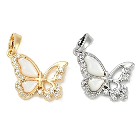 Подвески-бабочки из натуральной белой ракушки из латуни, подвески-бабочки из прозрачного кубического циркония