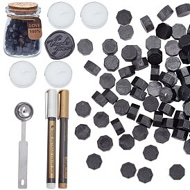 CRASPIR Sealing Wax Particles, with Metallic Markers Paints Pens, Stainless Steel Spoon, Candle, for Retro Seal Stamp