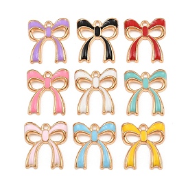 Aleación con colgantes de esmalte, encantos del bowknot, la luz de oro