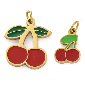 Ионное покрытие (ip) 304 брелоки из нержавеющей стали с эмалью, с целью перехода в кольце, ручная полировка, вишневое очарование, реальный 18 k позолоченный