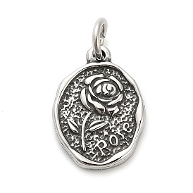 316 хирургические подвески из нержавеющей стали, овал с подвеской в виде розы, с целью перехода в кольце