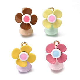 Aleación con colgantes de esmalte, con asa de hierro, encantos del ventilador, dorado