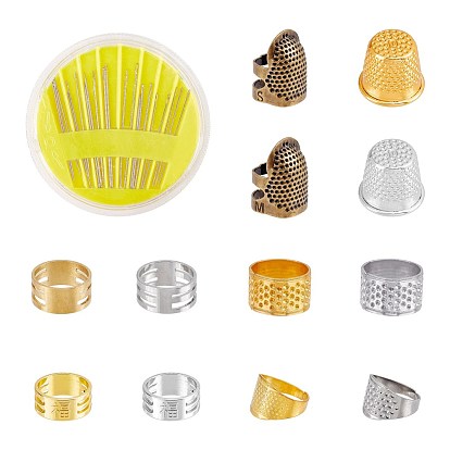 Metal Sewing Thimbles, with Iron Sewing Needles, for Craft Accessories DIY Sewing Tools