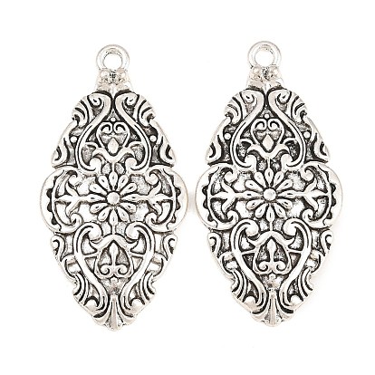Тибетский сплав стиля большие кулоны, овал с цветочными подвесками