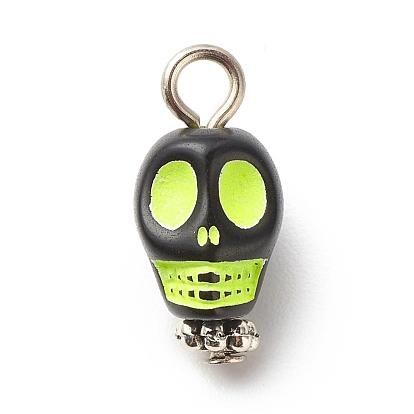 Skull Acrylic Pendants, with Alloy Findings, Mixed Color