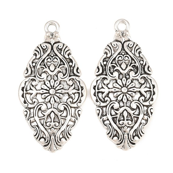 Тибетский сплав стиля большие кулоны, овал с цветочными подвесками