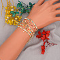 Bohemian personality ethnic style diamond cross hand rope rice beads rainbow beaded small bracelet