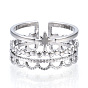 304 открытая манжета в форме звезды из нержавеющей стали, массивное кольцо тройной линии для женщин